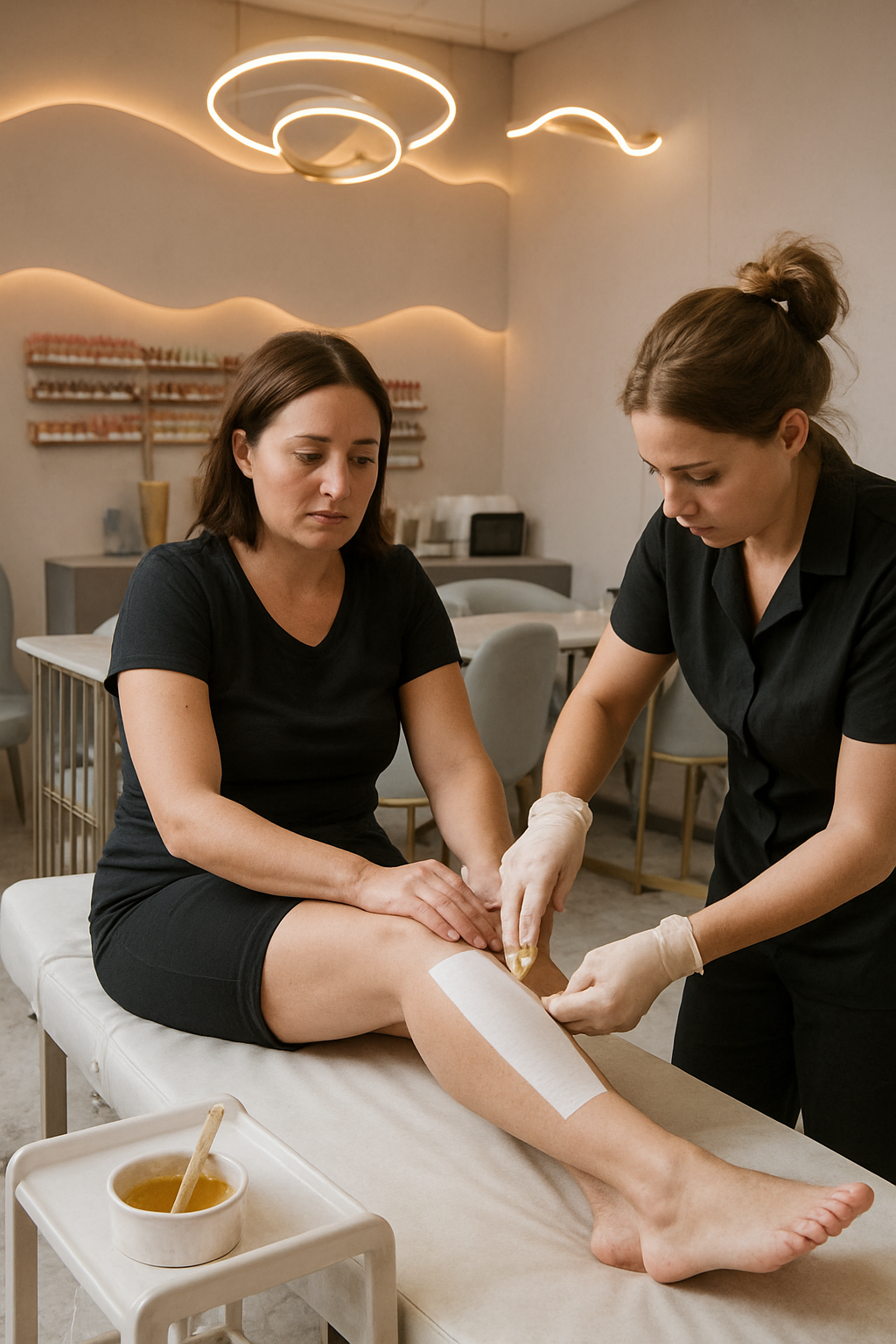 Leg waxing treatment